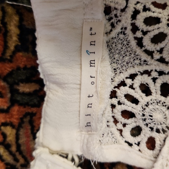 Hint Of Mint Lace Gauze Ivory Boho Dress S - Picture 7 of 10